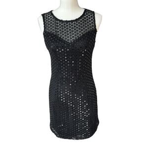MM COUTURE by Miss Me Dress Womens M Black Sequin Crochet Lace Holiday